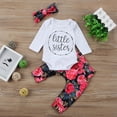 thumbnail image 5 of Douhoow Baby Girls 2Pcs Outfits Set Letter Romper +Flower Pants +Bow Headband, 5 of 9