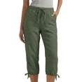 thumbnail image 2 of Nestiefly Cotton Linen Capri Pants for Women Petite Summer Pedal Capris 2026 Elastic High Waist Wide Leg Crop Trouser with Pockets Army Green 2XL, 2 of 7