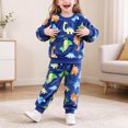 thumbnail image 6 of WUANDIXFA Infant Girls Outfits Girls Flannel Fleece Warm Winter Pajama Loungewear Set,Blue,1-2 Years, 6 of 8