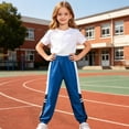 thumbnail image 2 of Girls Boys Cotton Pants Pull On Elastic Waist Casual Straight Leg Pants Blue,Size 4 T, 2 of 9