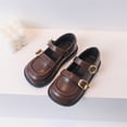 thumbnail image 2 of GiLiling Girls Mary Jane Shoes, Double Buckle Adjustable Straps, PU Upper Non-Slip Rubber Sole, Princess Dress Casual Footwear (Brown, 5-5.5 Years), 2 of 5