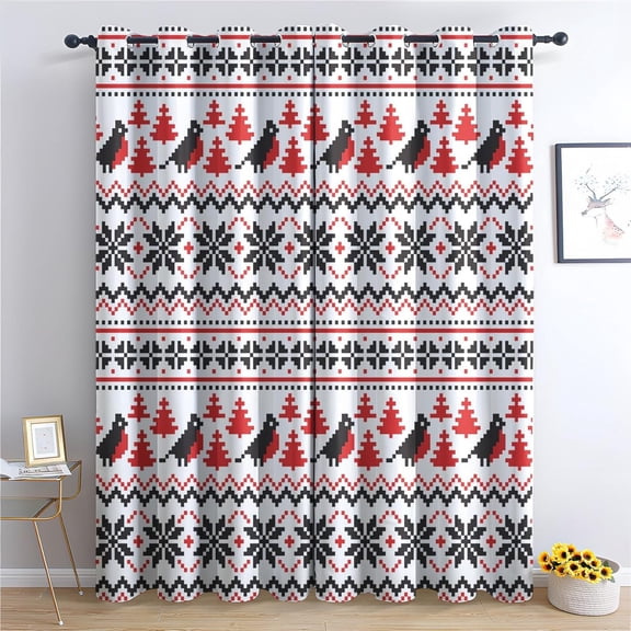 Christmas Curtains, Snowflake Cardinal Blackout Curtains, Xmas Curtains For Bedroom Living Room Decor, Thermal Insulated Grommet Drapes 2 Panel Sets 42"W x 63"L (Pack of 2)