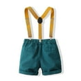 thumbnail image 5 of YTDSCS 1-6T Boys Summer Gentleman Outfit Suits for Toddler Baby Kids,Boys Short Pants Set, Short Sleeve Shirt+Suspender Pants+Bow Tie, 5 of 8