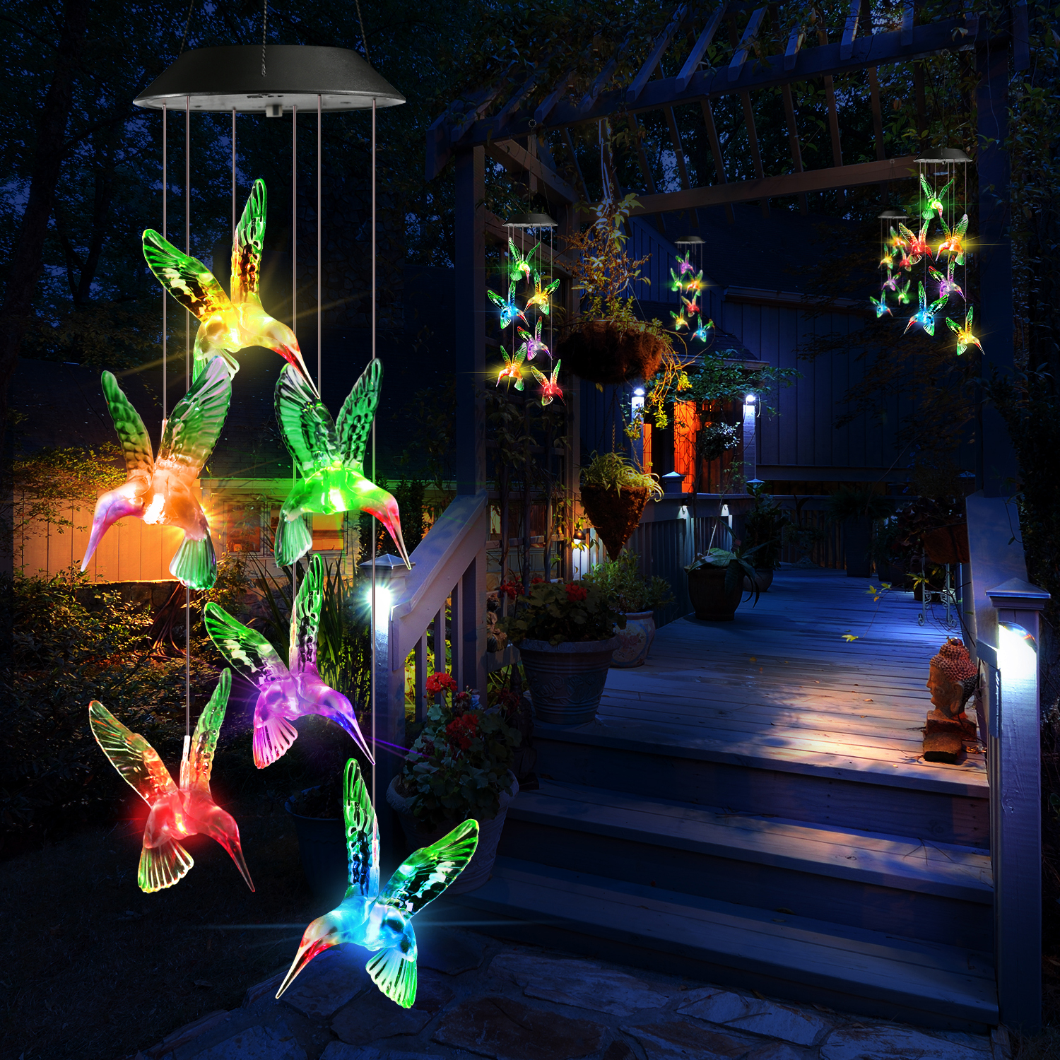 Toodour Solar Wind Chime Lights Hummingbird photo 8