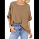 thumbnail image 2 of Camiseta Holgada Informal de Verano de Corta para Mujer. Caqui S, 2 of 8
