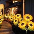thumbnail image 3 of 27.56 inch Triple Head Solar Sunflower Light, LED Outdoor Garden Stake Lamp, All-Weather Courtyard Decor, Bright Landscape Ornament for Lawn and Backyard Layout, 3 of 9