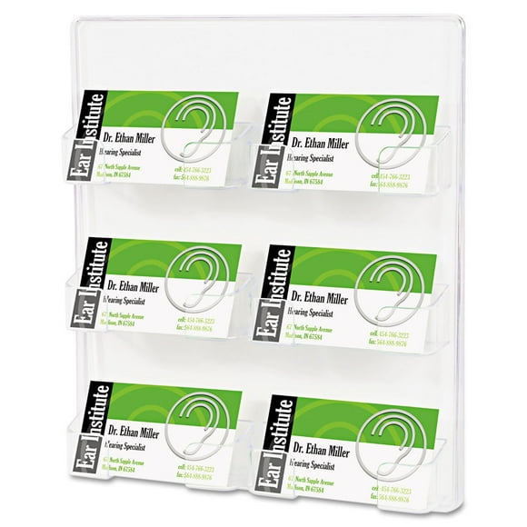 Deflecto 70601 Porte-Cartes de Visite, 6 Emplacements, 8-3/8 Pouces X1-1/2 Pouces X9-3/4 Pouces, Transparent