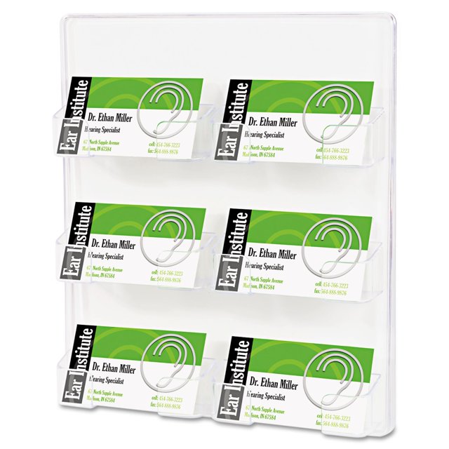 Deflecto 70601 Porte-Cartes de Visite, 6 Emplacements, 8-3/8 Pouces X1-1/2 Pouces X9-3/4 Pouces, Transparent