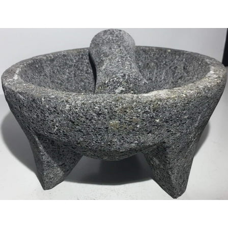 Made in Mexico Genuine Mexican Manual Guacamole Salsa Maker Volcanic Lava Rock Stone Molcajete/Tejolote Mortar and Pestle Herbs Spices Grains 7" Large