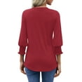 thumbnail image 5 of UVN Summer V Neck Womens Blouses Dressy Casual 3/4 Sleeve Shirts Ladies Tunic Tops, 5 of 10
