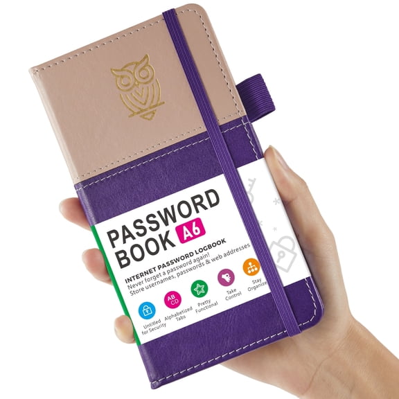 NIRMIRO A6 Password Keeper Book with A-Z Tabs, 3.77"x7.08" Hardcover Login Organizer, Pen Loop & Inner Pocket for Website Address & Username Management