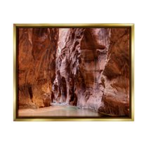 Stupell Industries Zion Park Landscape Nature Photography Gold Floater Framed Art Print Wall Art, 31 x 25