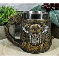 Norse Viking God Thor Mjolnir Hammer With Longship Dragon Boat Coffee Mug Cup