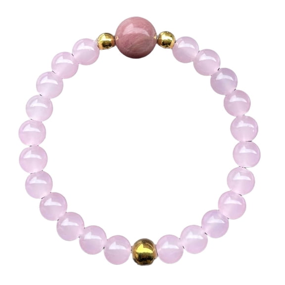 Round Beaded Bracelet Gemstone Jewelry - Beaded Bracelets for Women Stretch Healing Bracelet - Natural Stone Gemstone Jewelry Gifts for Daily Wear 0.3in Width