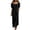 Black, variant on Women’s Ruffle Neck Short Sleeve Maxi Dress, Loose Fit Off-Shoulder Beach Vacation Dress with Pockets, 1 Piece, Sizes S Through XXL