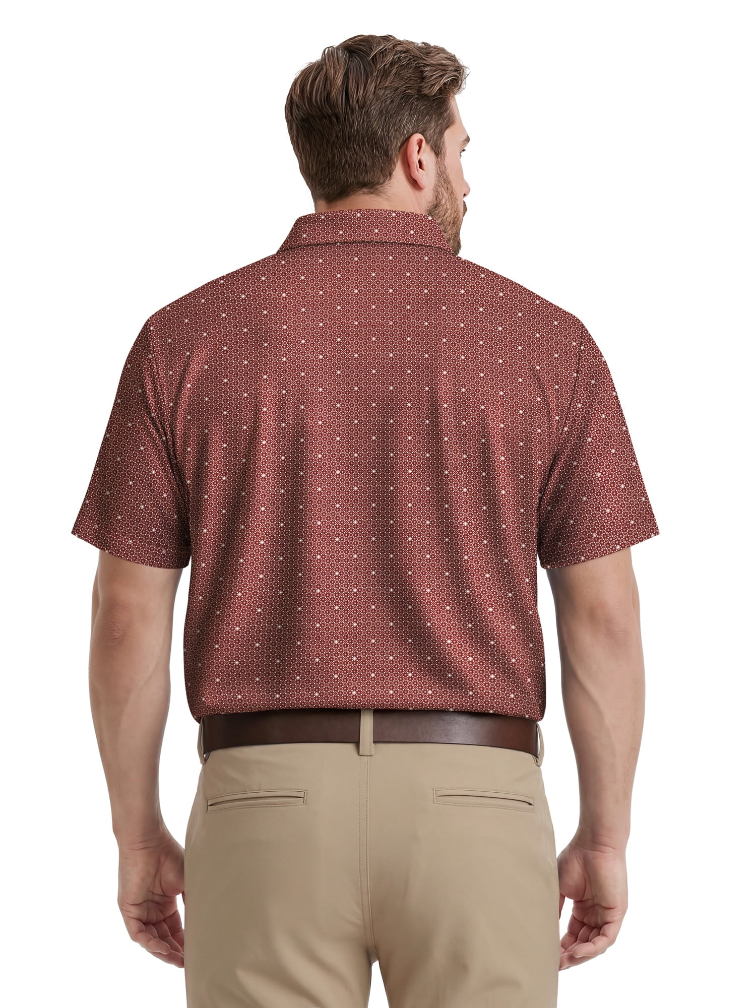 Ben Hogan Performance Men's & Big Men's Gentleman Geo Print Short Sleeve Golf Polo Shirt, Sizes S-4XLT