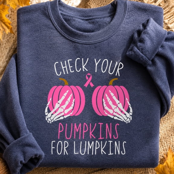 Breast Cancer Awareness Shirt, Check Your Pumpkins Sweatshirt, Pink Ribbon Halloween Hoodie and T-Shirt, October Support Gift for Women