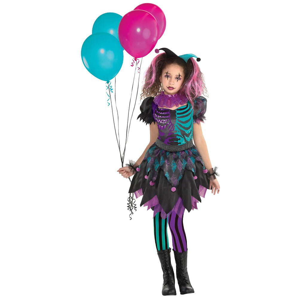Harlequin Cutie Girls Halloween Fancy Dress Carnival Circus Childs Kids Costume 