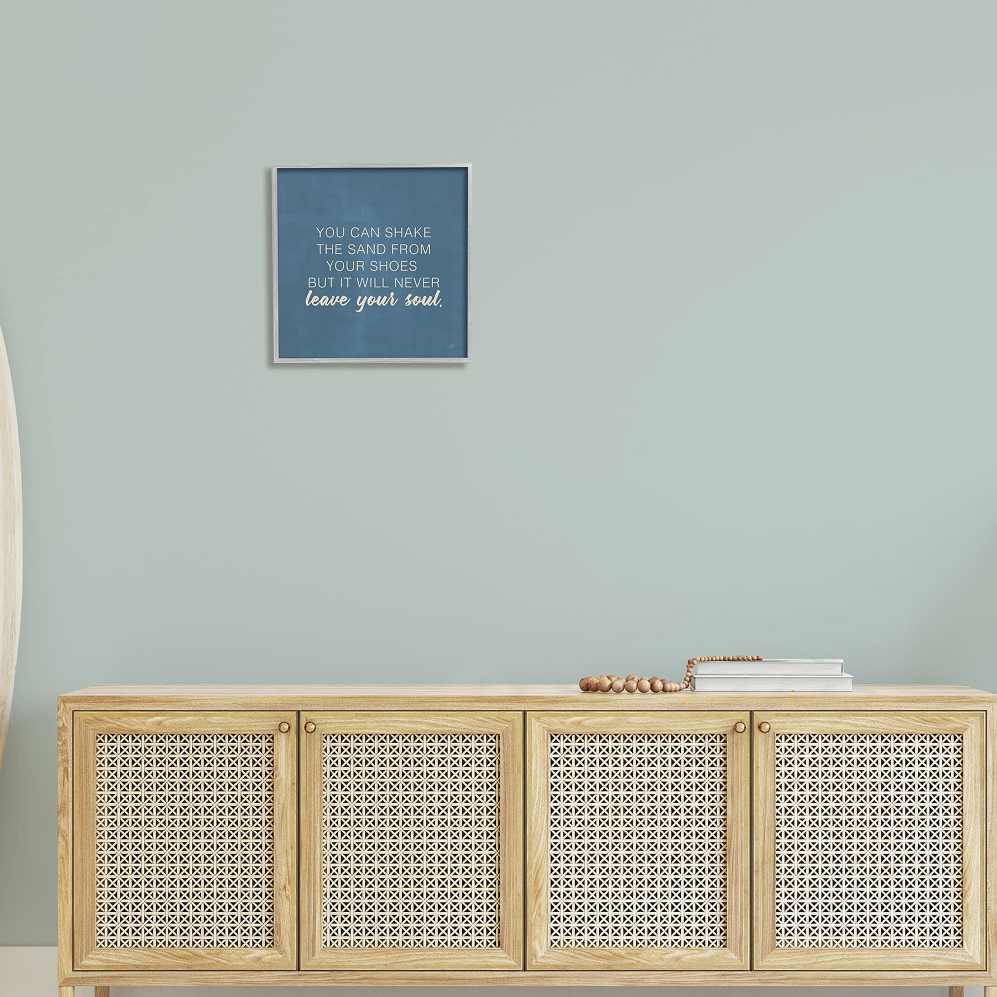 Stupell Industries Sand Never Leaves Your Soul Inspirational Phrase,17 x 17, Design by Lux + Me Designs
