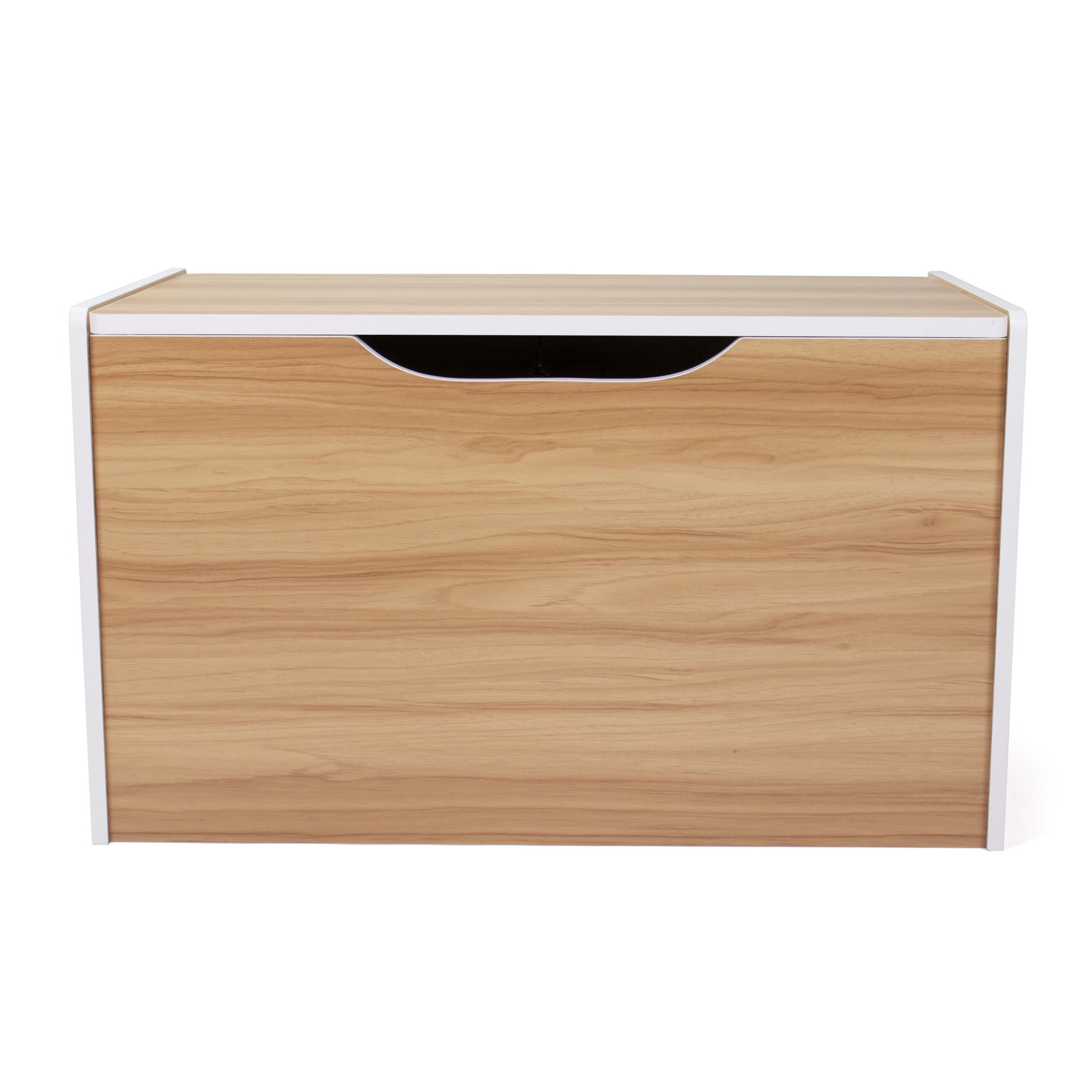 Humble Crew Kids Toy Box,  Hinged Toy Storage Chest with Lid, Natural/White