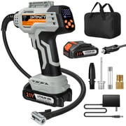 Cordless Tire Inflator, UNTIMATY Portable Air Compressor, 150PSI Handheld Air Pump with 21V Rechargeable Battery, Digital Pressure Gauge for Cars Motorcycles Gift, Gray