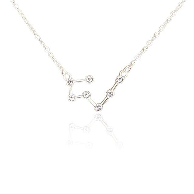 Ins Constellations Theme Friendship Necklace Rhinestone Comfortable Delicate with Display Card Pendant for Lover Festival Gifts Taurus Silver