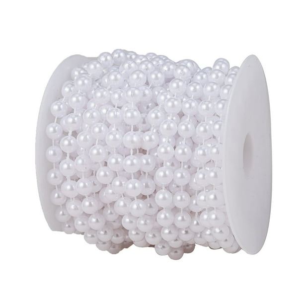 Cinta decorativa YoungJewl Pearl Beads, guirnalda de 10 m y 8 mm, color blanco