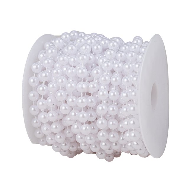 Cinta decorativa YoungJewl Pearl Beads, guirnalda de 10 m y 8 mm, color blanco