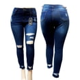 thumbnail image 6 of Jack David Womens Plus Size Stretch Distressed Ripped Blue Skinny Denim Jeans (WV74422-R), 6 of 8