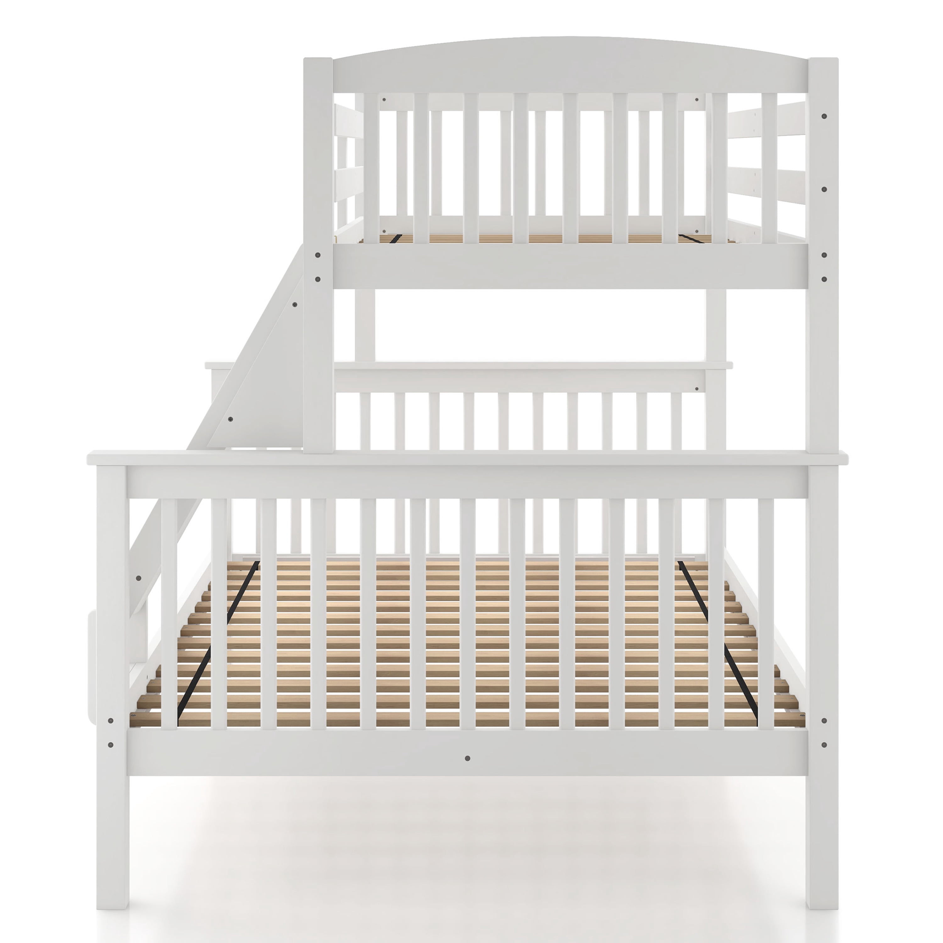 Furniture of America Aida Twin over Full Kids Wood White Bunk Bed with Ladder