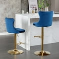 thumbnail image 5 of Holaki Set Of 2, Modern Classic Swivel Velvet Barstools, 25-33 Inch Adjusatble Seat Height, Upholstered Chrome Base Bar Stools With Backs Tufted, For Home Pub, Living Room, Kitchen(Golden Base+Blue), 5 of 8