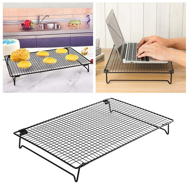 Étagère de Rangement Multifonction et Multiscène avec Pattes 13.4x9.4 Pouces Étagère de Cuisson en Acier Empilable Étagère à Gâteau Antiadhésive Étagère à Biscuits pour Cuisson au Four Cuisine Rôtissage Étagère Roulante Portable en Acier Inoxydable