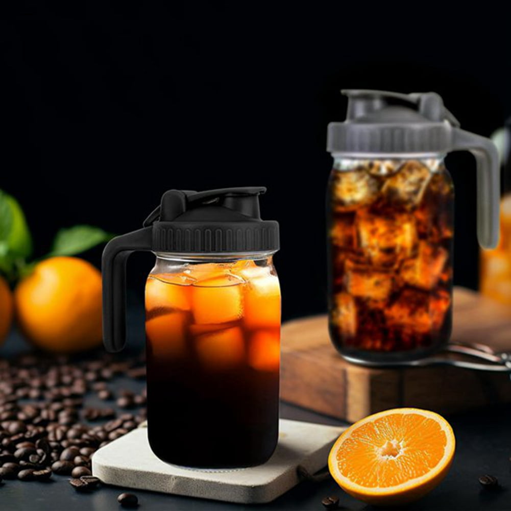 2Pack 32oz Glass Pitcher with Lid-Creamer Container for Sun Tea, Juice, Cold Brew Coffee, Breastmilk Storage Container
