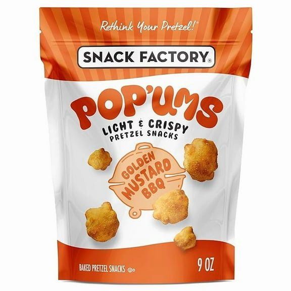 Snack Factory Pop'ums Golden Mustard BBQ Pretzel Snacks, 9 Oz Bag