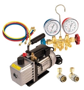FJC 9281 Vacuum Pump & R134a Manifold Gauge Set Assortment