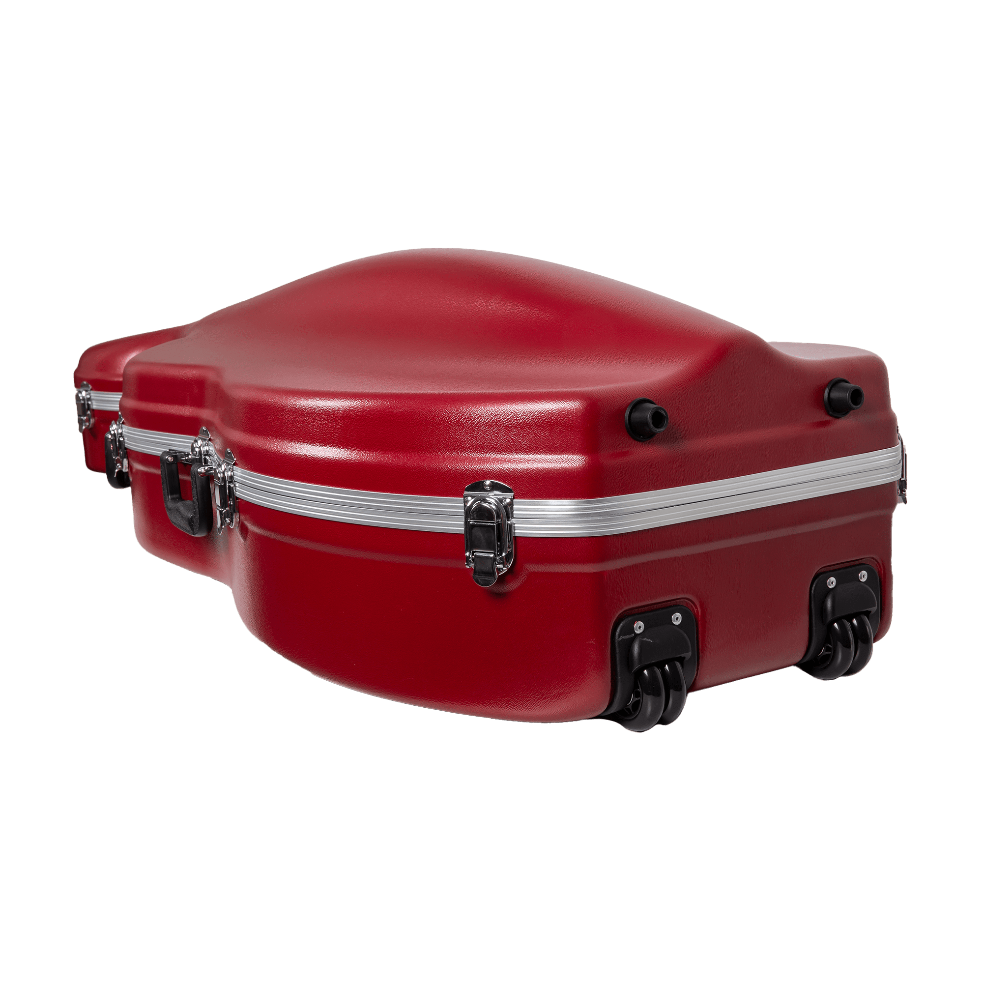 Crossrock 3/4 and 4/4 Size Cello Case | ABS Molded Hardshell with Wheels, Accessory Pocket, 2 Bow Holders, Security Lock, and Detachable Straps-Red