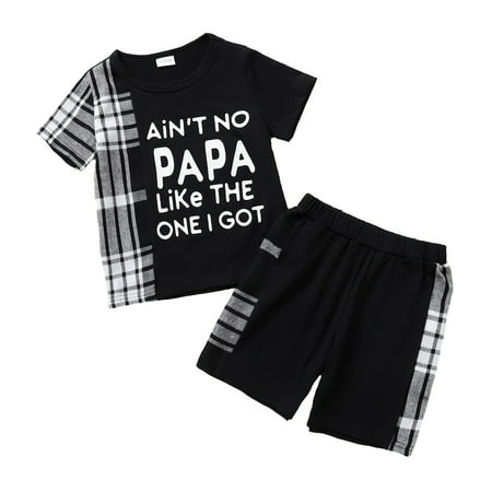 

Kucnuzki 18 Months Baby Boy Summer Outfits Shorts Sets 24 Months Short Sleeve Contrast Plaid Letter Prints Cozy Tops Elastic Cozy Shorts 2PCS Set Black