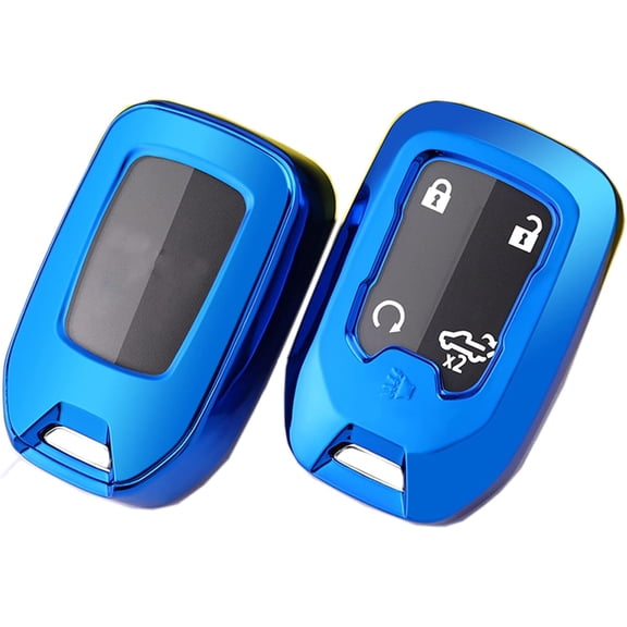 Key Fob Cover Compatible with GMC Sierra Acadia Terrain Yukon Chevy Silverado Suburban Tahoe 2018-2024 4 Button Keychain Case Holder Protector,Blue