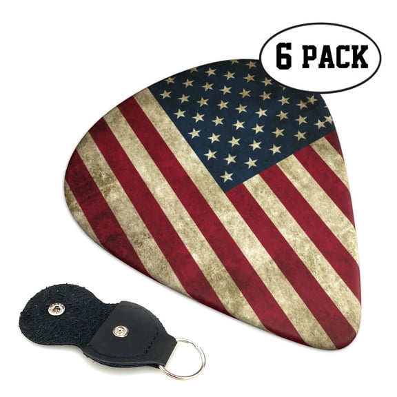 6pcs Set Retro Old America Flag Guitar Picks Plectrums for Bass Electric Guitar Acoustic Guitar Lovers Guitarists
