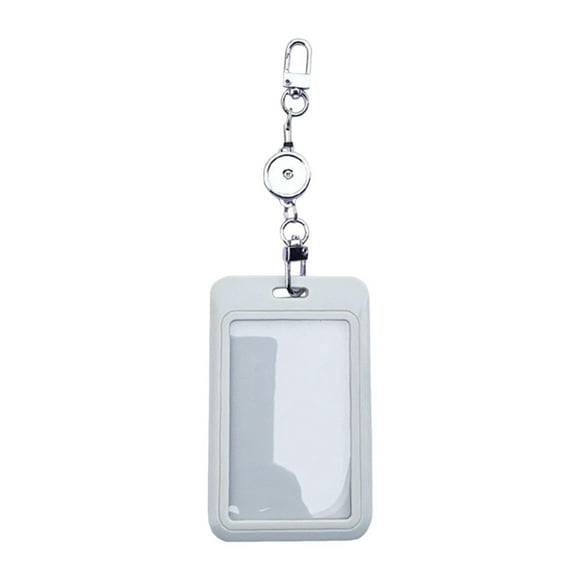 Porta credencial retráctil deslizante para identificación, credencial vertical para conductor. Gris claro