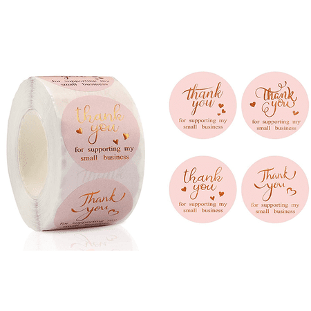 HUSERYT 500 Pcs Rose Gold Thank You Stickers, Thank You Tag Stickers ...