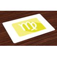 thumbnail image 1 of Zodiac Virgo Placemats Set of 4 Astrological Sign with a Pastel Colored Contemporary Design, Washable Fabric Place Mats for Dining Room Kitchen Table Decor,Pale Yellow Green and White, by Ambesonne, 1 of 4