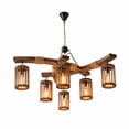 thumbnail image 4 of 6-Light Retro Wooden Chandelier Island Light Rustic Pendant Ceiling Lamp Fixture, 4 of 7