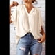 thumbnail image 4 of Blusas Elegantes e Informales para Mujer, -Verano 2025, Cuello en V, Corta, Blusas de Informales para Negocios. Beige L, 4 of 7