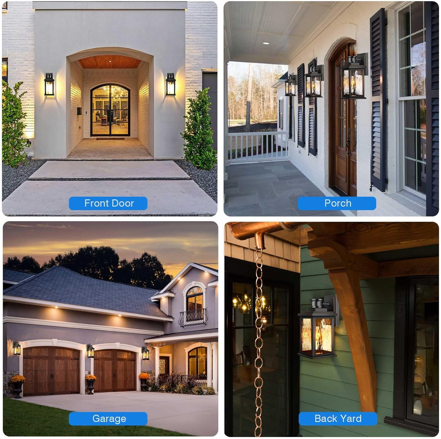 VIANIS Motion Sensor Outdoor Light Fixtures Wall Mount, 2 Pack Dusk to Dawn Outdoor Wall Lantern Sconce Lights, Moden Black Outside House Lights with Tempered Glass for Front Door, Patio