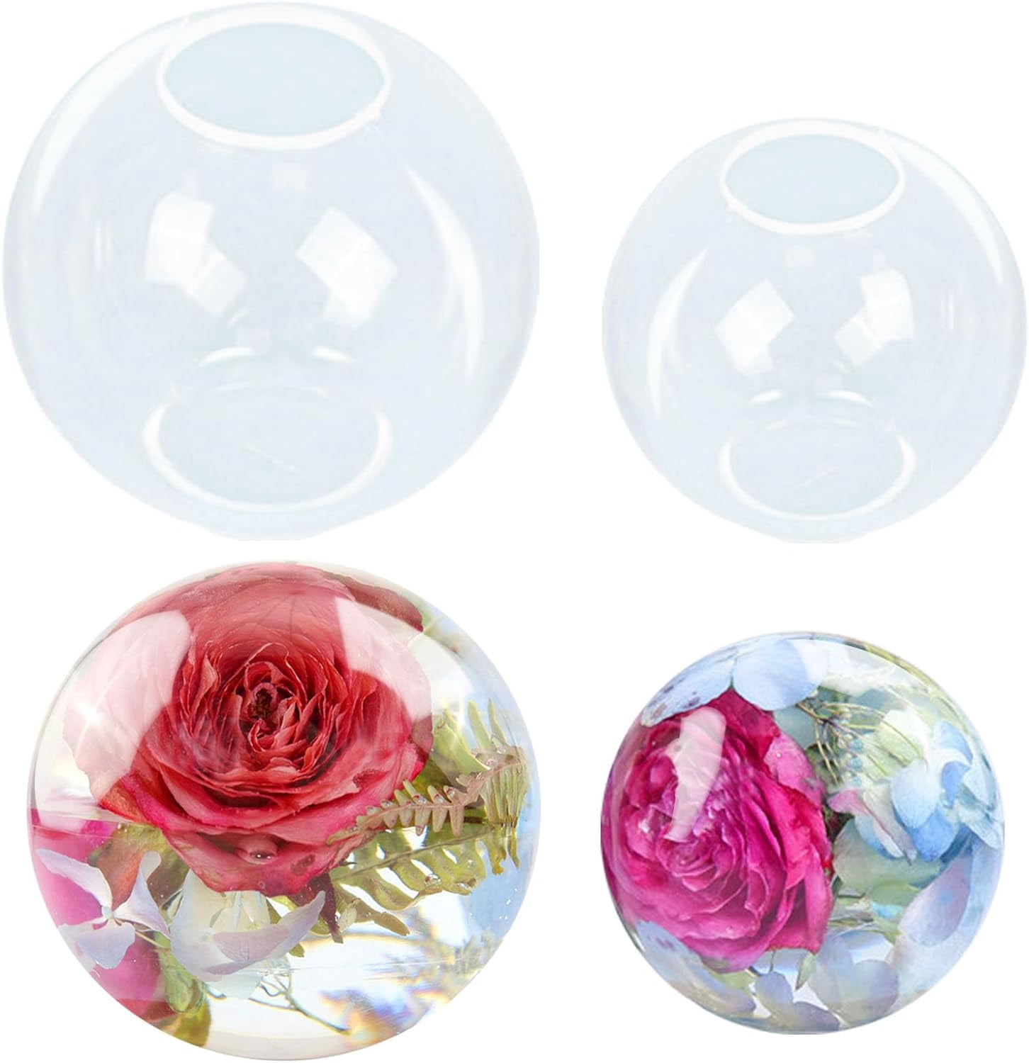 ABCISI 2Pcs Large Cube Resin Molds, 4'' & 3'' Clear Silicone Cube Molds, Resin Flower Preservation Kit, Transparent Deep Square Epoxy Resin Mold with Wooden Support for DIY Craft Home Decor
