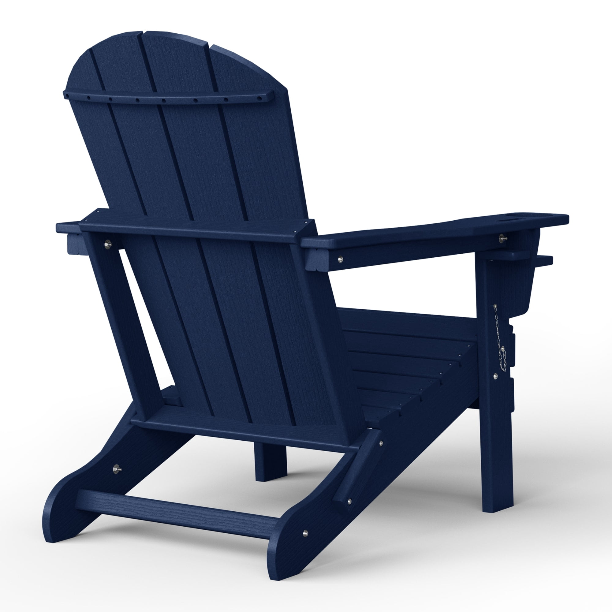 WestinTrends Nantucket Outdoor Patio HDPE Resin Adirondack Chair With Cup Holder and Phone Holder, Navy Blue