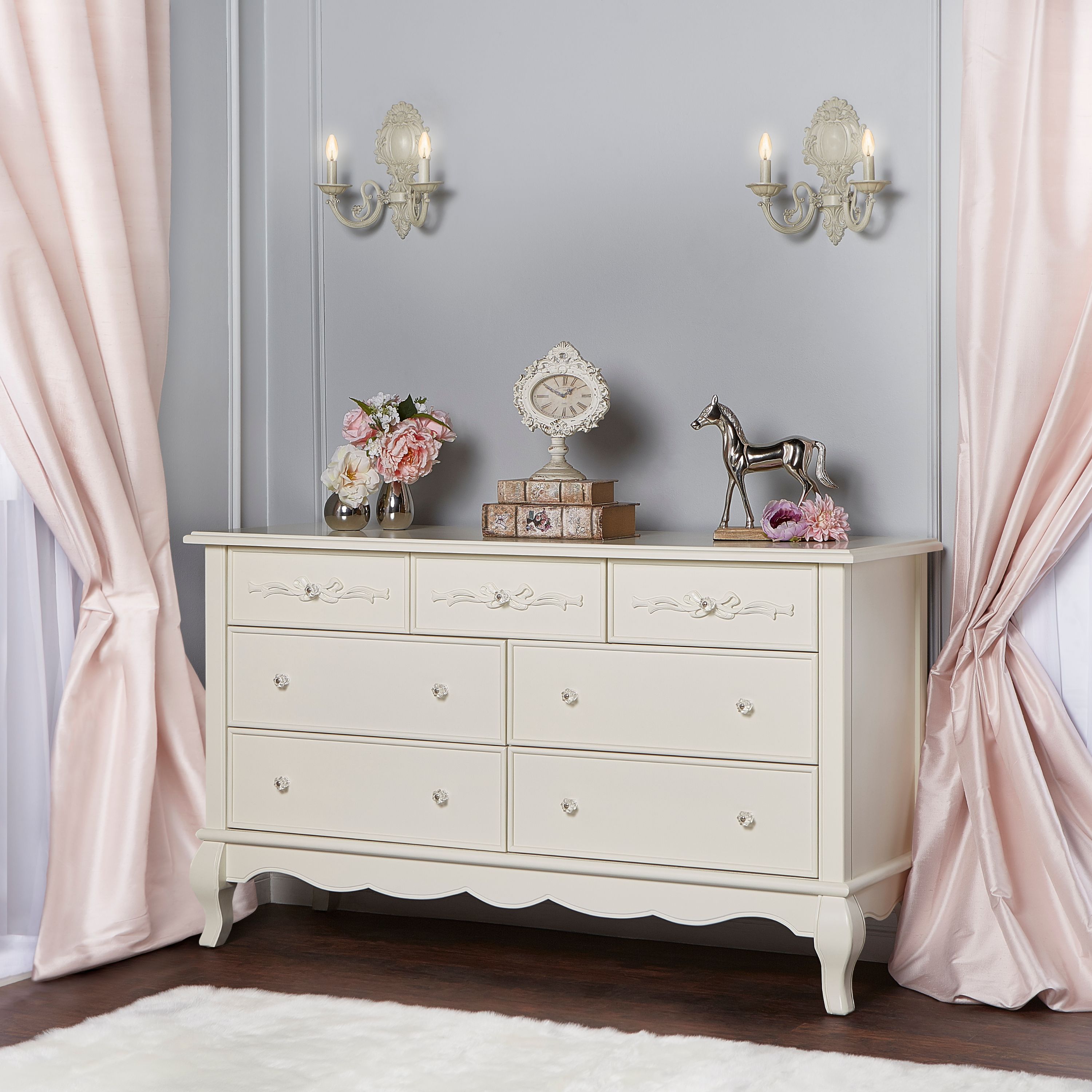 Evolur Aurora 7-Drawer Double Dresser, Ivory Lace, Spacious Drawers, classic - image 2 of 9