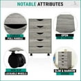 thumbnail image 6 of PetFurnishn Home 5 Drawer Office Storage File Cabinet, Under Desk Cabinets for Organization Filing Cabinet with Wheels, Printer Stand Storage, 180 lbs Capacity - Gray Oak, 6 of 9