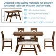 thumbnail image 6 of MODERNLUXE 6PCS Solid Wood Counter Height Dining Table Set for 6,Dining Room Table Set with One Rectangular Table with Storage Shelf,4 Fabric Chairs and 1 Fabric Bench for Kitchen Dining Room, 6 of 7